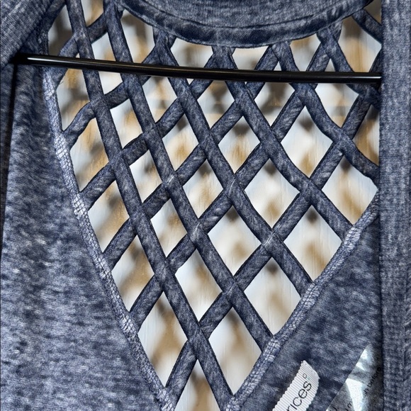 Maurices Heather Blue Open Cardigan Crisscross Back Neck Size 2/2X NWT #5813 - Picture 3 of 5